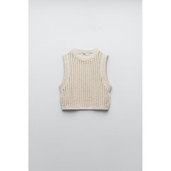 NWT ZARA OFF WHITE ECRU KNIT CROP TOP  *SOLD OUT* - Picture 3 of 5
